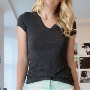 Charcoal dark gray v-neck tee